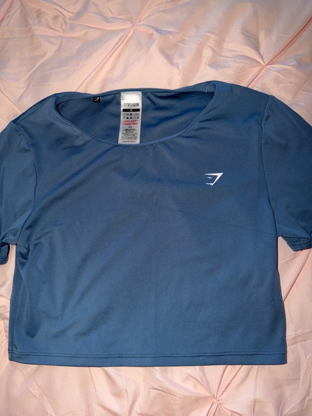 Gymshark Blue Short Sleeve Cropped Performance Top
